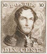 Premier timbre 01 10 centimes brun